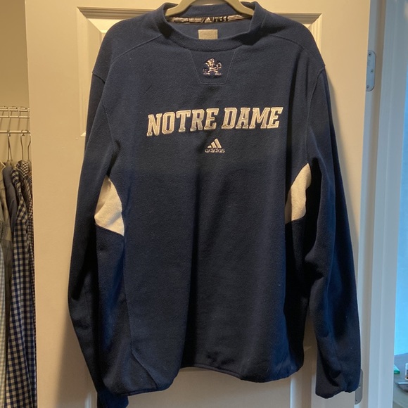 adidas Notre Dame Fighting Irish ClimaWarm Fleece Long Sleeve Blue. Men’s Large - Picture 3 of 9